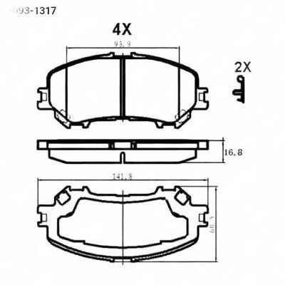 колодки гальмівні передні (141.8x60.5x16.8) nissan qashqai (j11, j11_) 1.2 dig-t (hr12ddt) 2013.11- d1060-4ea0a Q093-1317 фото